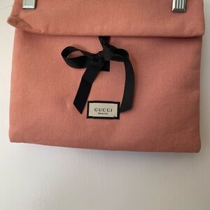Gucci Coral Pouch with Black Bow